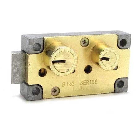 Bulls Eye Safe Deposit Locks 1/2 BNLN-Big Nose Little Nose, Brass, No 4 Guard Stack, Left Hand B442-BR-4-LH